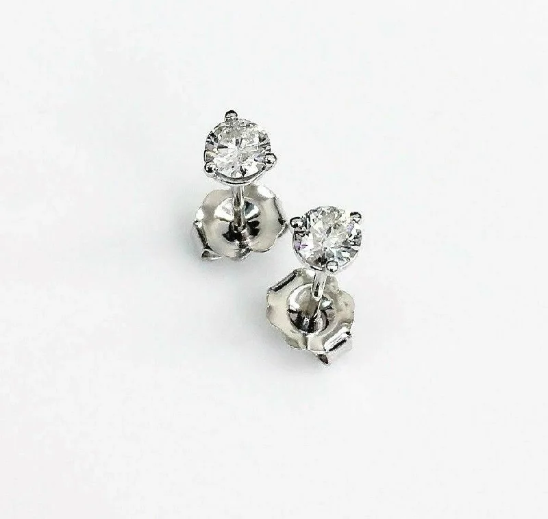 Trendy layered jewelry sets-.40Ct Round Cut Diamond 3 Prong Martini Setting Stud Earrings Push Back 14k WG