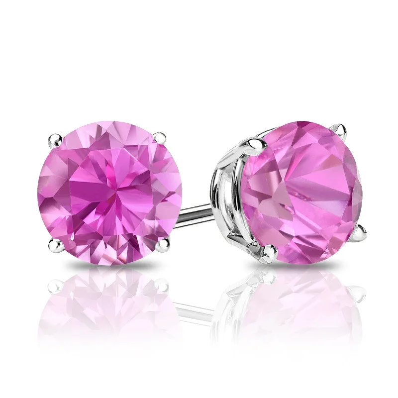 Elegant silver drop earrings-Auriya 14k Gold 1/3ctw Pink Sapphire Gemstone Stud Earrings