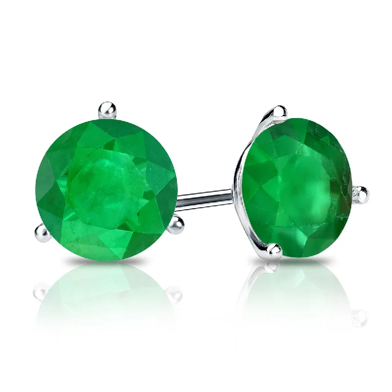 Trendy hoop earrings for evening-Auriya 14k Gold 3/5ctw Green Emerald Gemstone Stud Earrings Martini-set