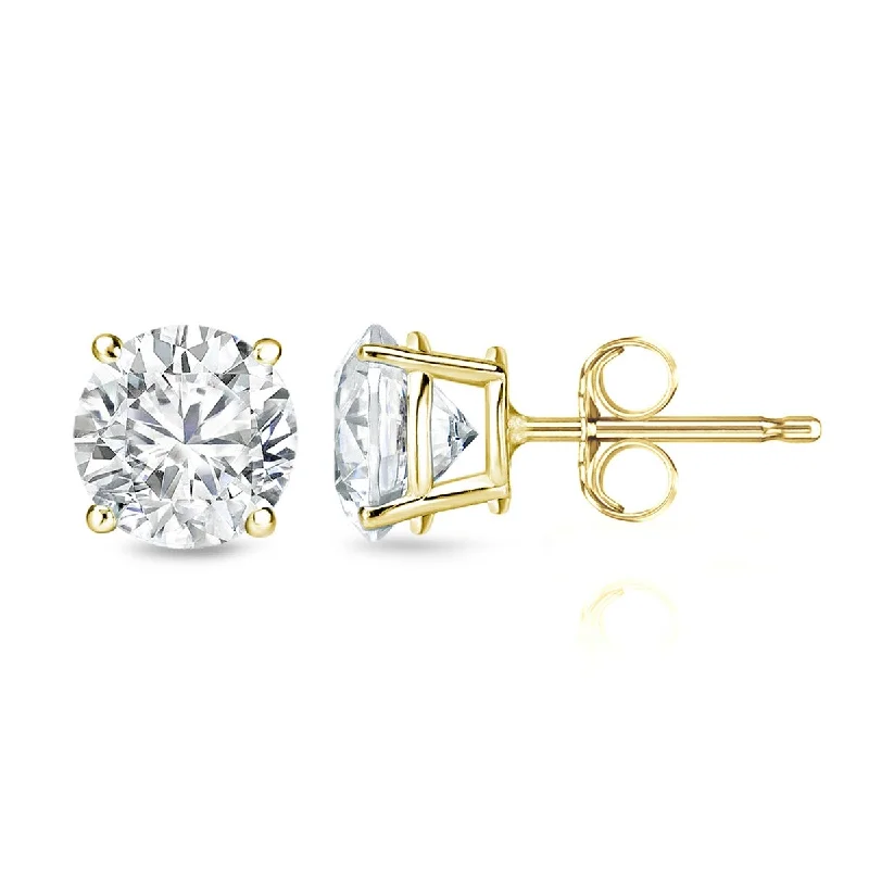 Casual beaded rings for women-Auriya 18k Gold 1 1/4ct TW Clarity-enhanced Diamond Stud Earrings (G-H, I2-I3)