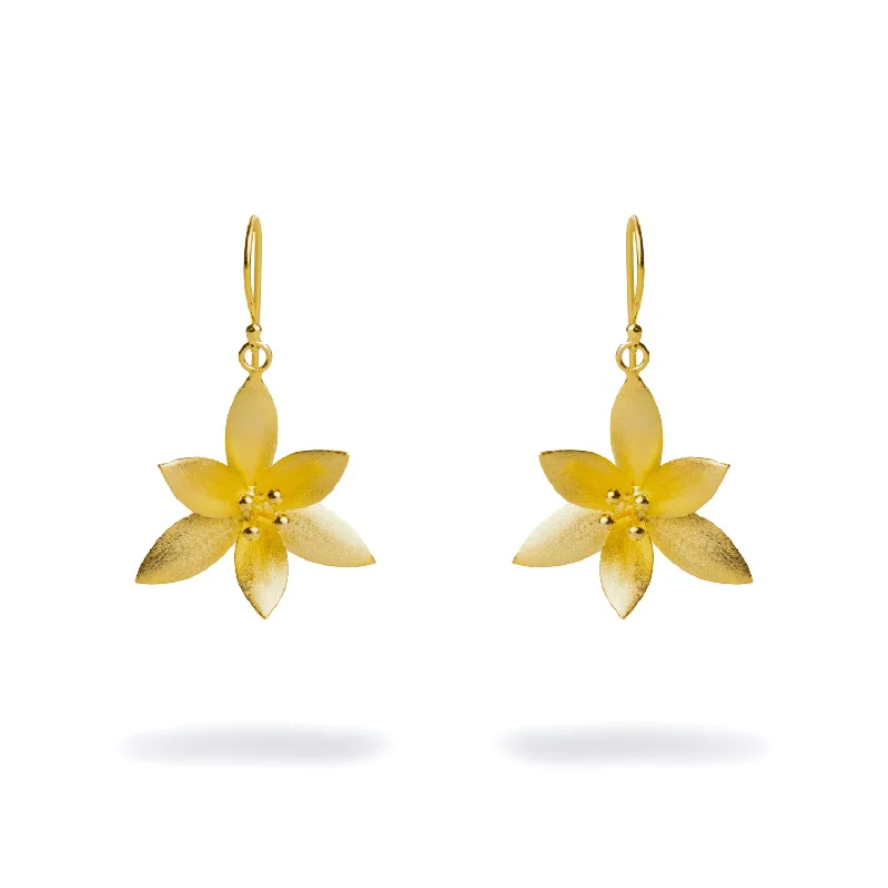 Cute charm necklaces for teens-Lotus Blossom Gold Vermeil Earrings