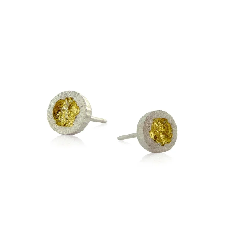 Luxury emerald earrings for parties-Tiny Erosion Gold Stud Earrings in Bright Finish