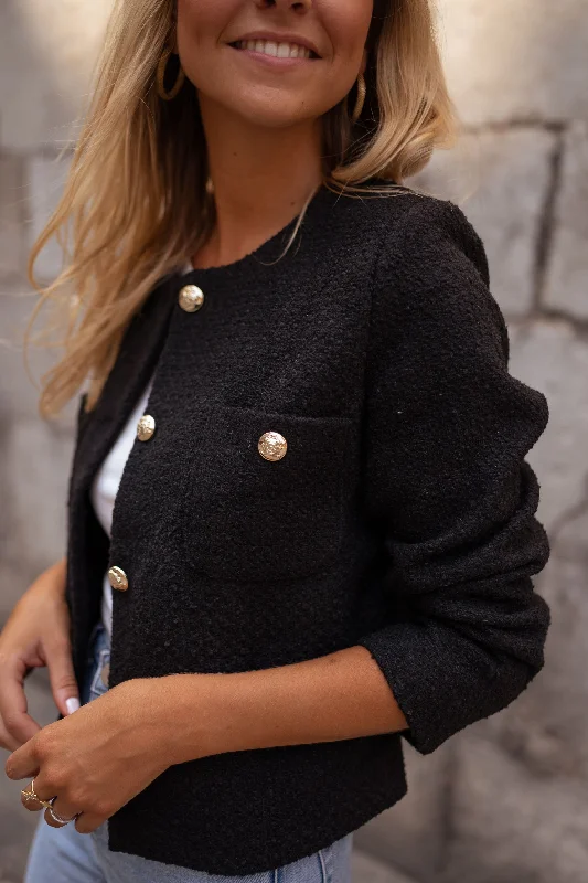 Elegant cocktail tops for parties-Black Leonore Jacket