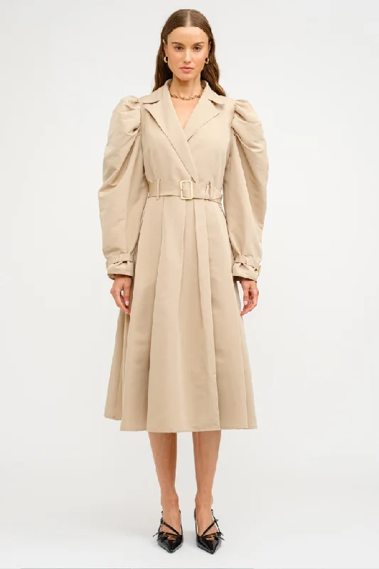 Designer blazers for office wear-Dallas Puff Sleeve Trench Coat