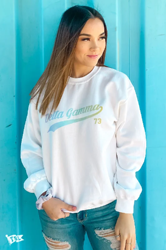 Trendy athleisure wear for women-Delta Gamma Fenway Crewneck