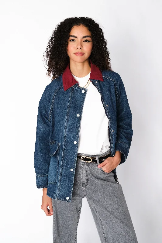 Luxury knit sweaters for women-Denim Mindi Jacket