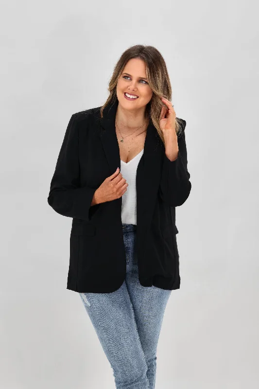 Designer knit tops for winter-Elm Cece Blazer Black