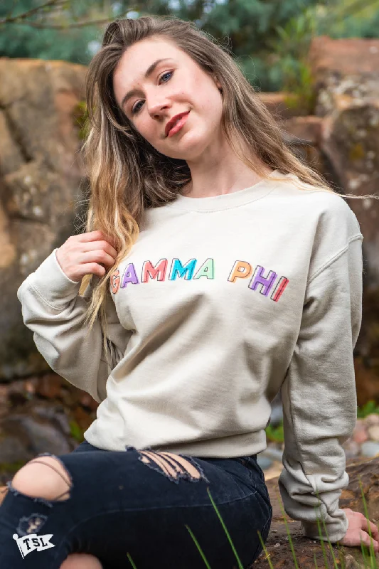 Designer cocktail dresses on sale-Gamma Phi Beta Stencil Crewneck