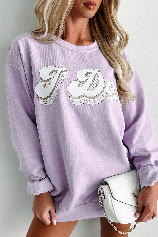 Affordable linen dresses for women-"I Do" Metallic Graphic Crewneck (Orchid) - Print On Demand