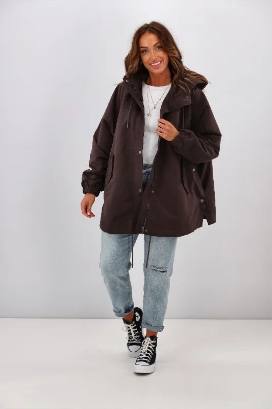 Stylish trench coats for women-RPM Harlow Jacket Chocolate Plum