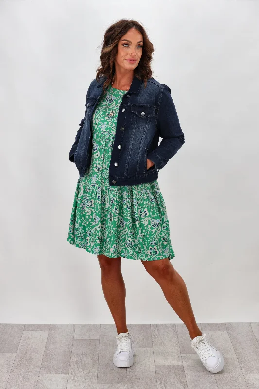 Chic wrap dresses for work-Sculpt Denim Jacket Dark Indigo