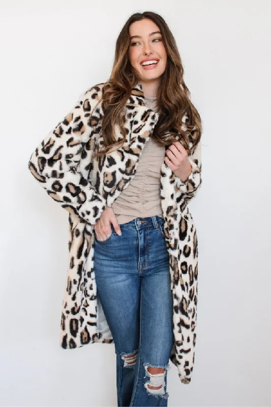 Stylish jumpsuits for casual outings-Simone Luxe Leopard Coat