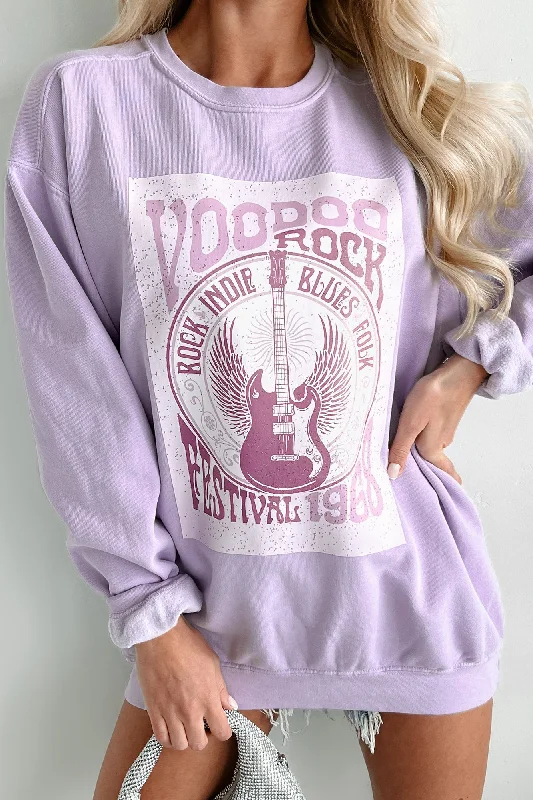 Affordable linen dresses for women-"Voodoo Rock" Graphic Crewneck (Orchid) - Print On Demand