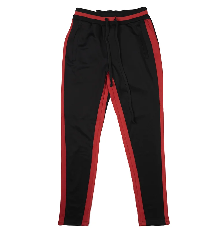 Soft velvet tops for evening-WOMEN'S AMERICAN BAZI TRACK PANTS BLK/RED - RJJ-7001