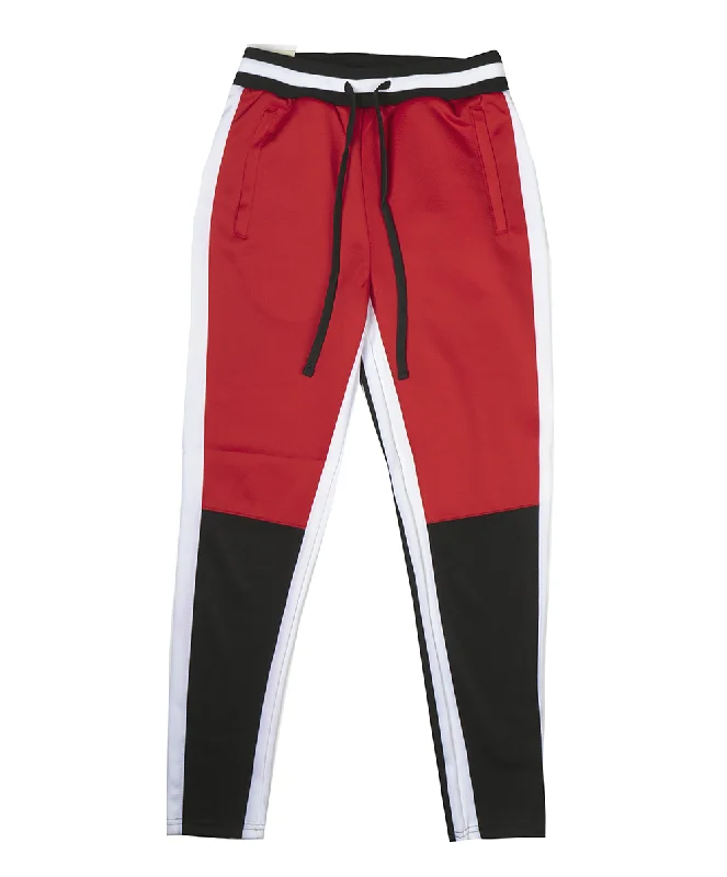 Stylish high-low dresses-WOMEN'S AMERICAN BAZI TRACK PANTS RED/WHT - RJJ-7003