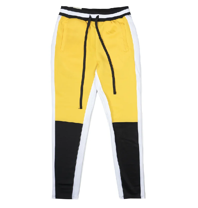 Vintage polka dot skirts-WOMEN'S AMERICAN BAZI TRACK PANTS YELLOW/WHT - RJJ-7003