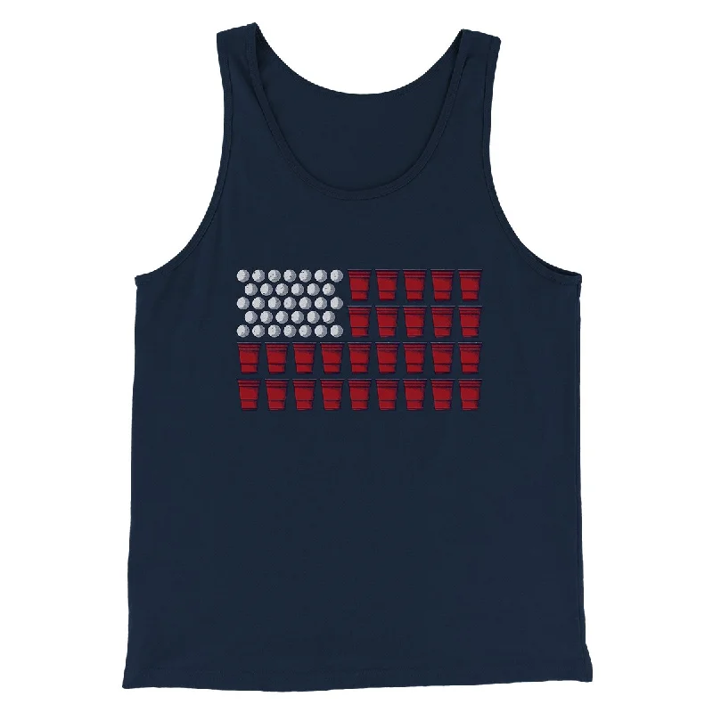 Elegant maxi skirts for weddings-Beer Pong American Flag Men/Unisex Tank Top