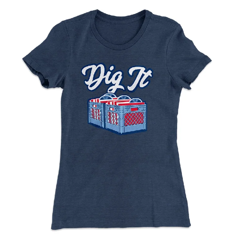 Elegant satin tops for women-Dig It - Record Crate Women's T-Shirt