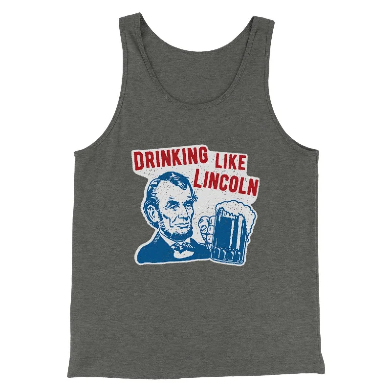 Trendy faux fur coats-Drinking Like Lincoln Men/Unisex Tank Top