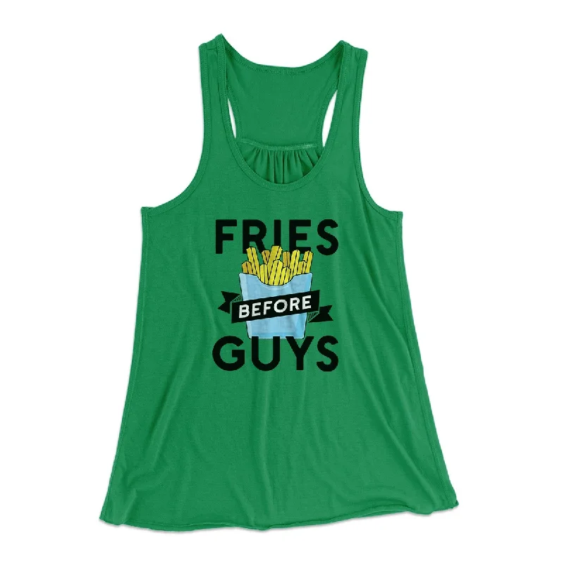 Luxury cashmere sweaters for women-Fries Before Guys Funny Women's Flowey Tank Top