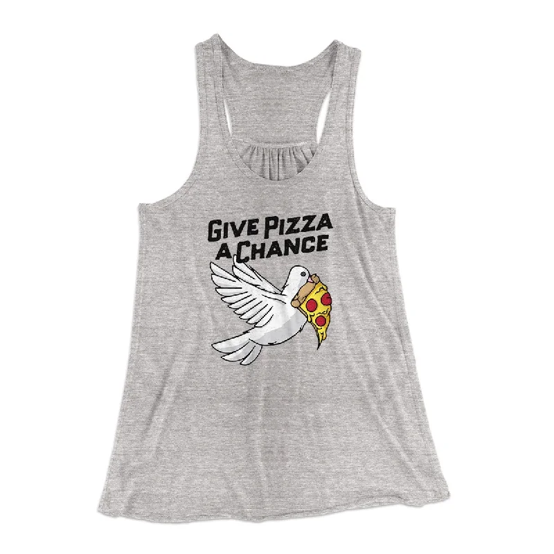 Trendy plaid skirts for fall-Give Pizza A Chance Women's Flowey Tank Top