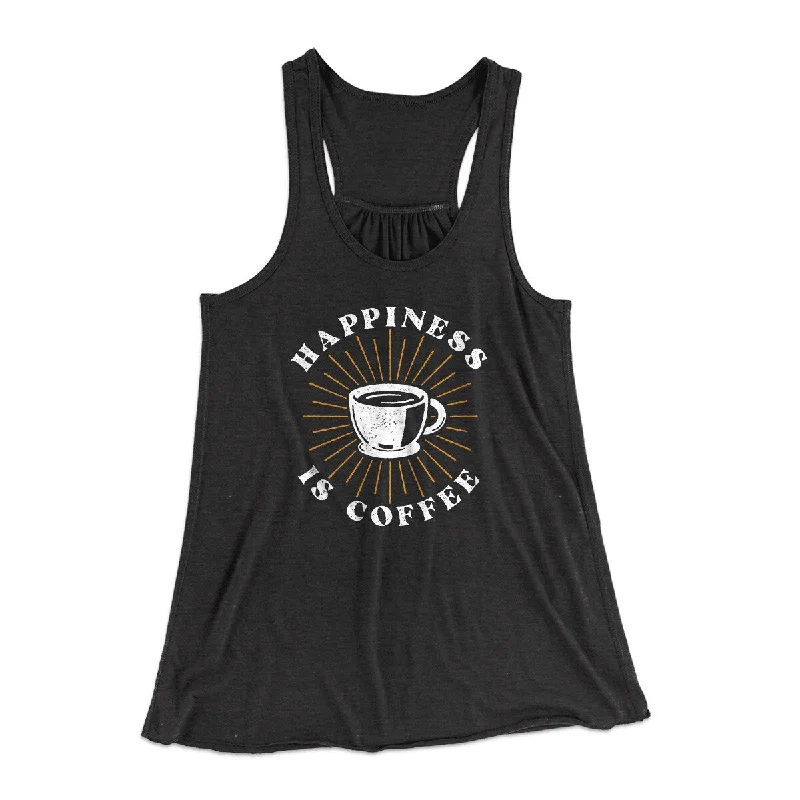 Vintage polka dot skirts-Happiness Is Coffee Women's Flowey Racerback Tank Top