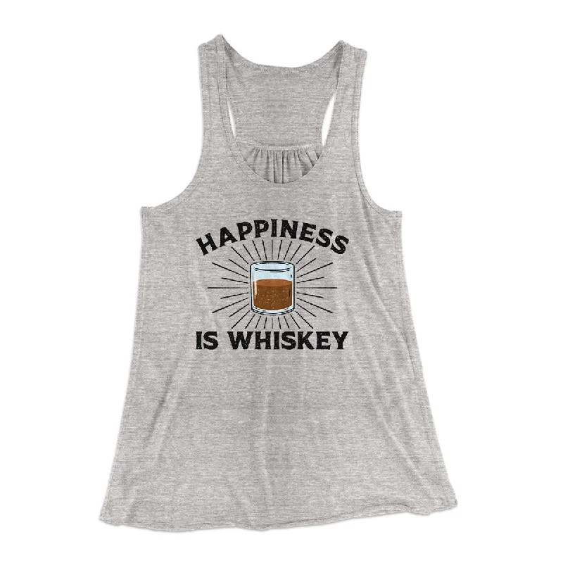 Stylish crop tops for summer-Happiness Is Whiskey Women's Flowey Racerback Tank Top