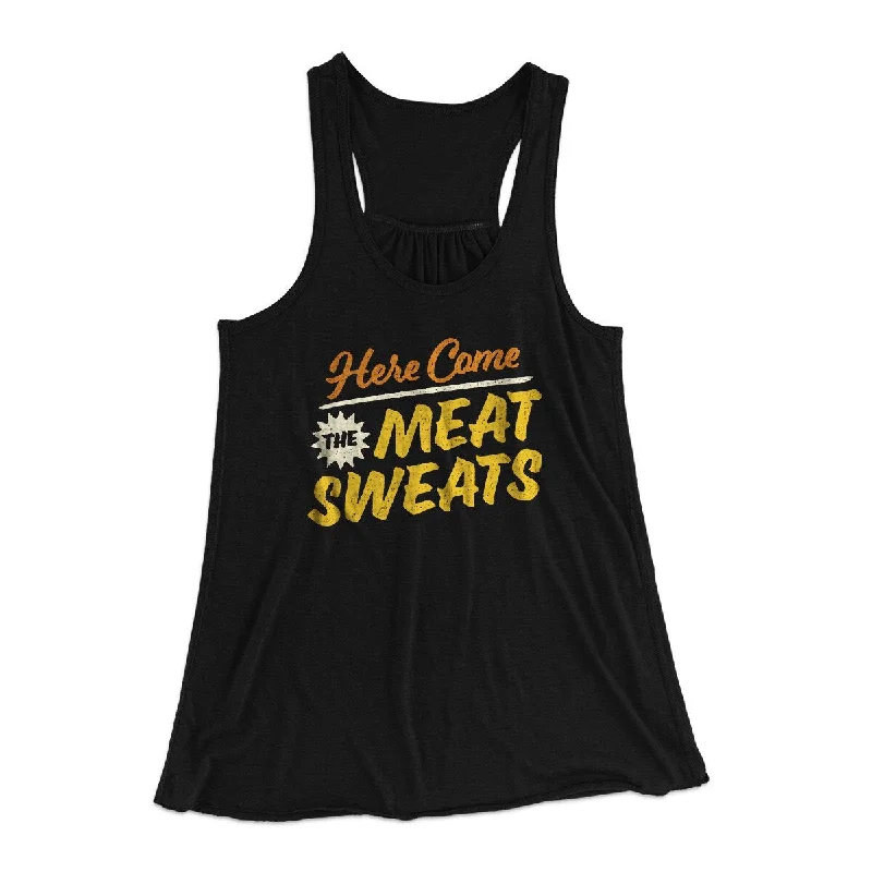 Casual joggers for women-Here Come The Meat Sweats Funny Thanksgiving Women's Flowey Racerback Tank Top