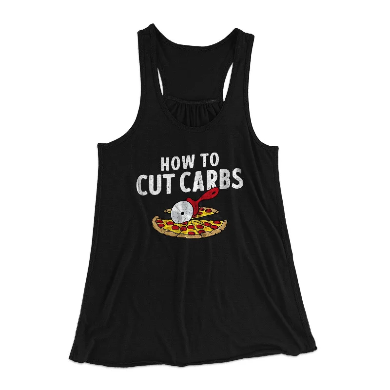 Designer denim shorts for women-How To Cut Carbs (Pizza) Women's Flowey Racerback Tank Top