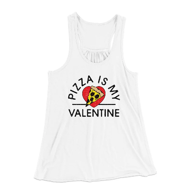 Affordable boho dresses for summer-Pizza Is My Valentine Women's Flowey Racerback Tank Top