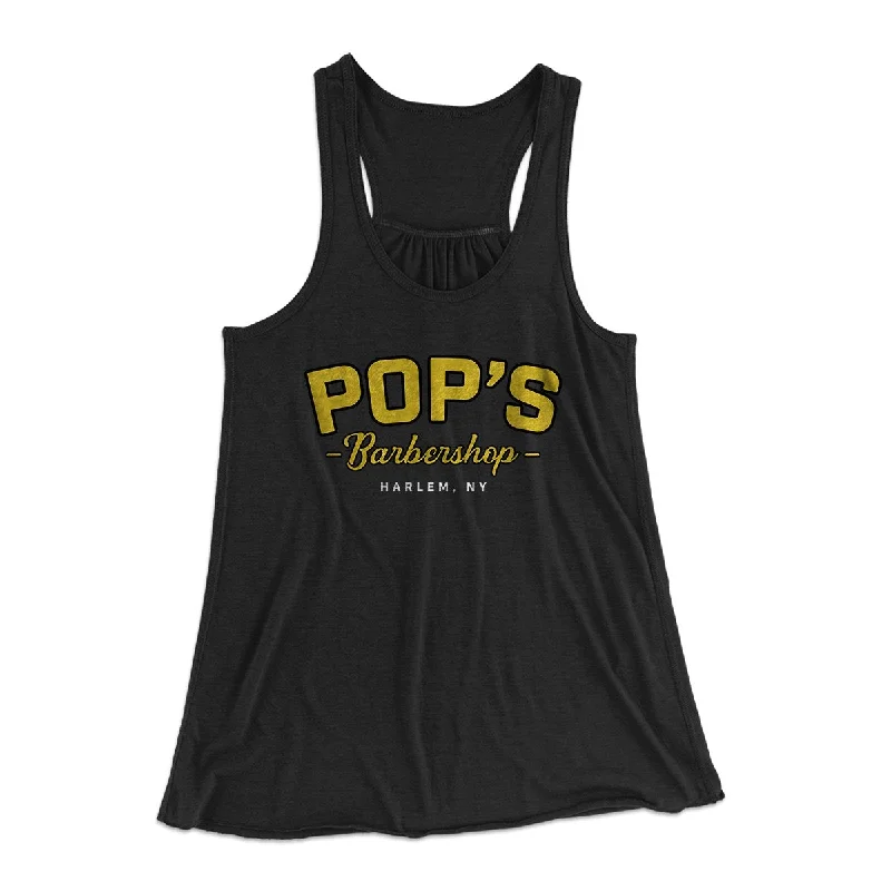 Trendy athleisure wear for women-Pop's Barbershop Women's Flowey Tank Top