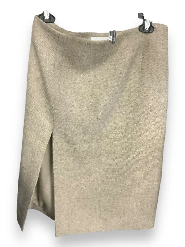 Luxury silk pajamas for women-Skirt Midi By H&m In Taupe, Size: 8