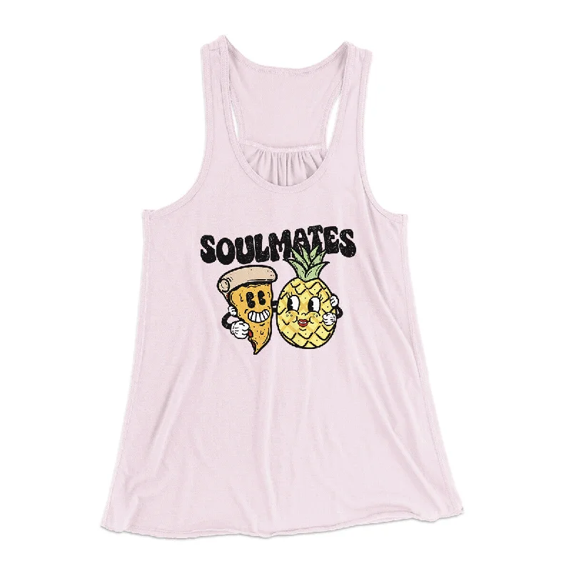 Soft flannel shirts for women-Soulmates Pineapple & Pizza Women's Flowey Racerback Tank Top