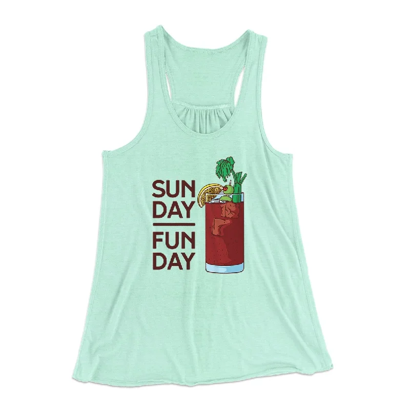 Casual graphic tees for women-Sunday Funday Women's Flowey Tank Top