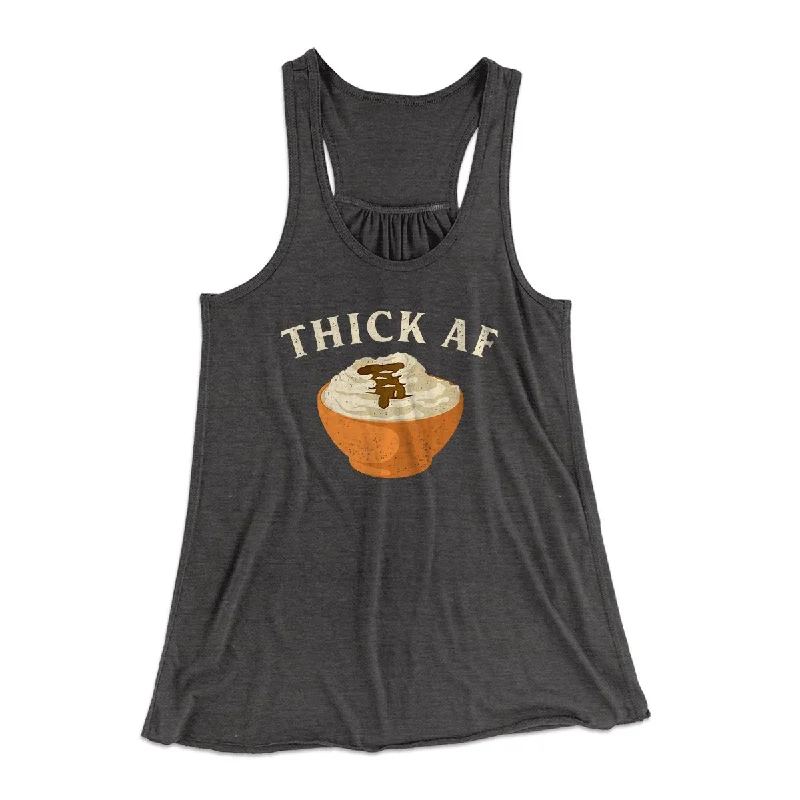 Elegant cocktail tops for parties-Thick AF Funny Thanksgiving Women's Flowey Tank Top