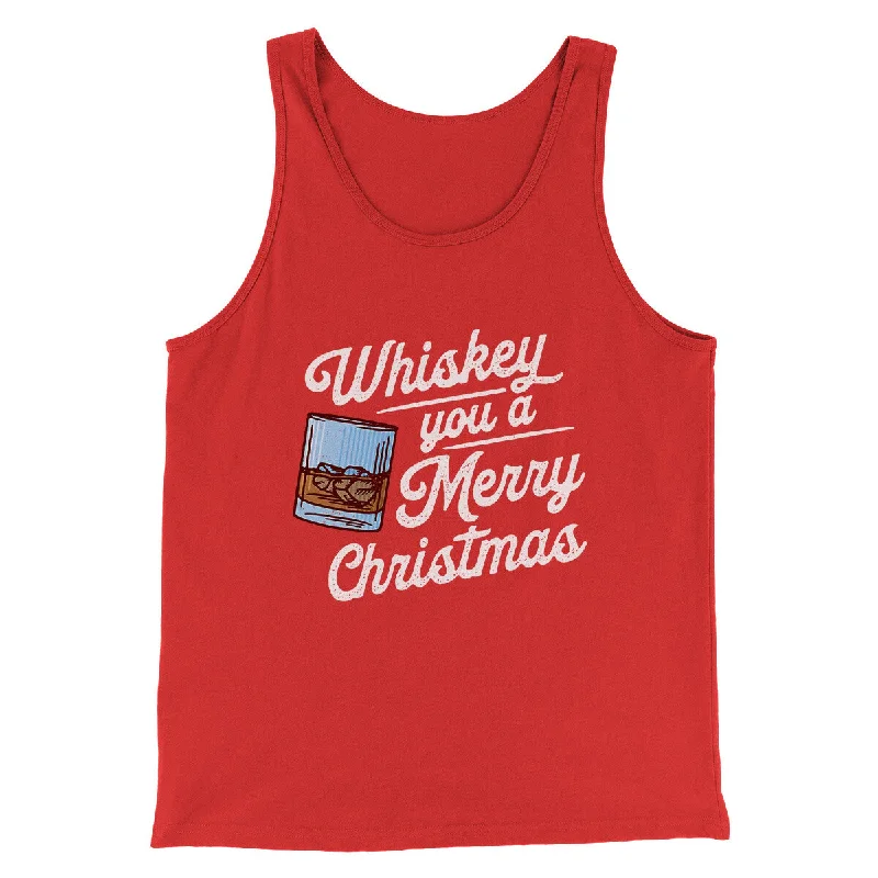 Affordable denim overalls for women-Whiskey You A Merry Christmas Men/Unisex Tank Top