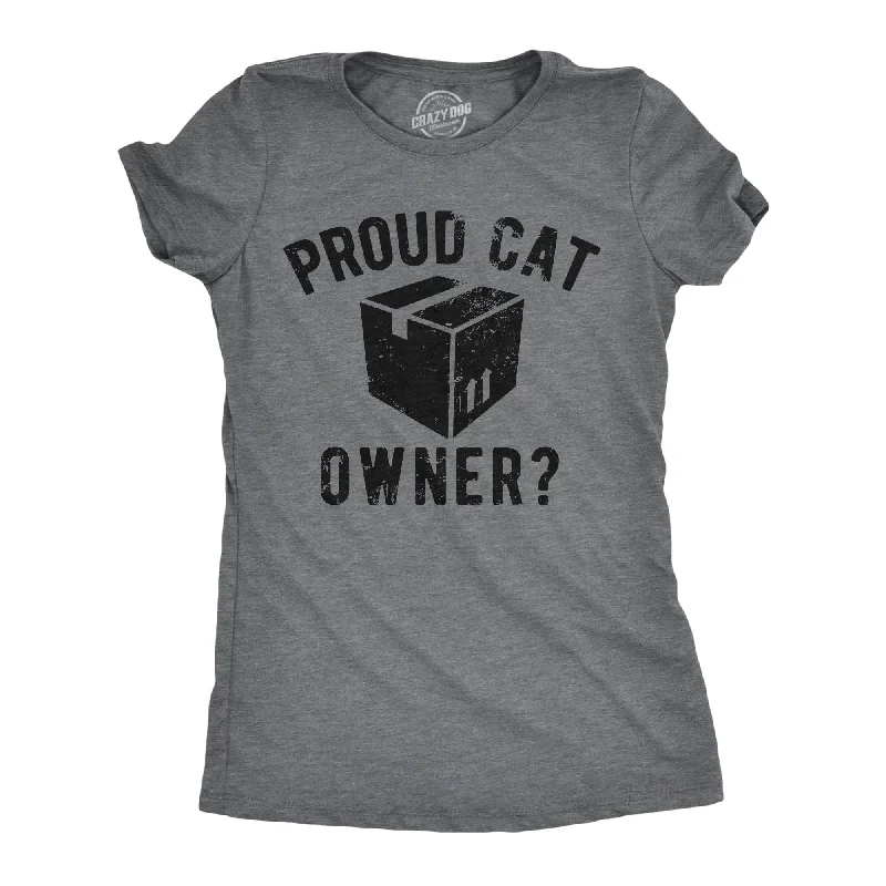 Trendy oversized shirts for women-Womens Funny T Shirts Proud Cat Owner Sarcastic Kitten Graphic Tee For Ladies