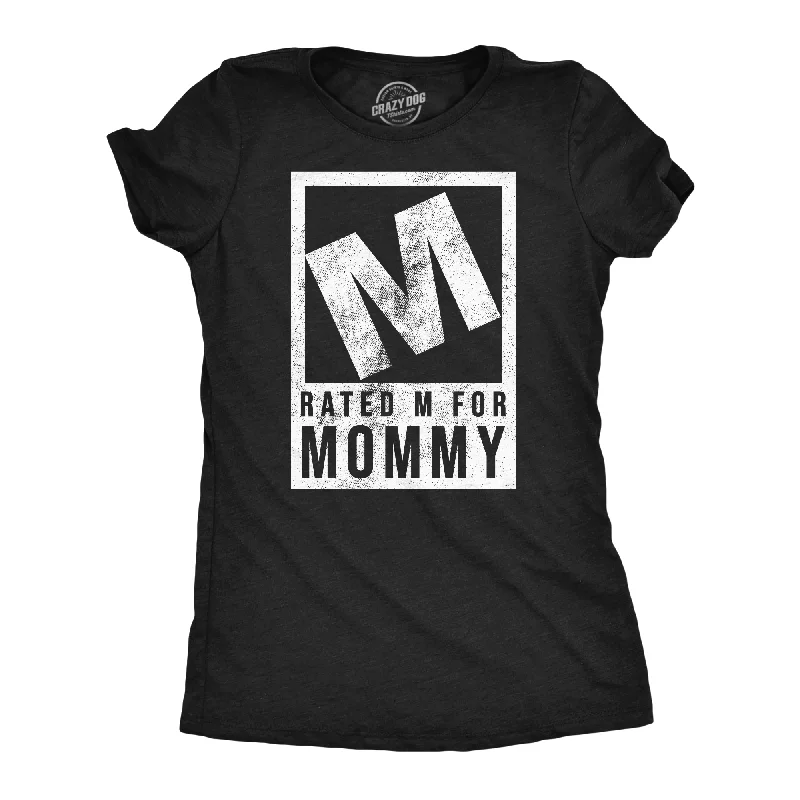 Casual ripped jeans for women-Womens Funny T Shirts Rated M For Mommy Sarcastic Video Game Graphic Tee For Ladies