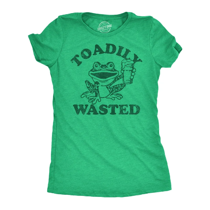 Casual graphic tees for women-Womens Funny T Shirts Toadily Wasted Sarcastic Drinking Graphic Tee For Ladies