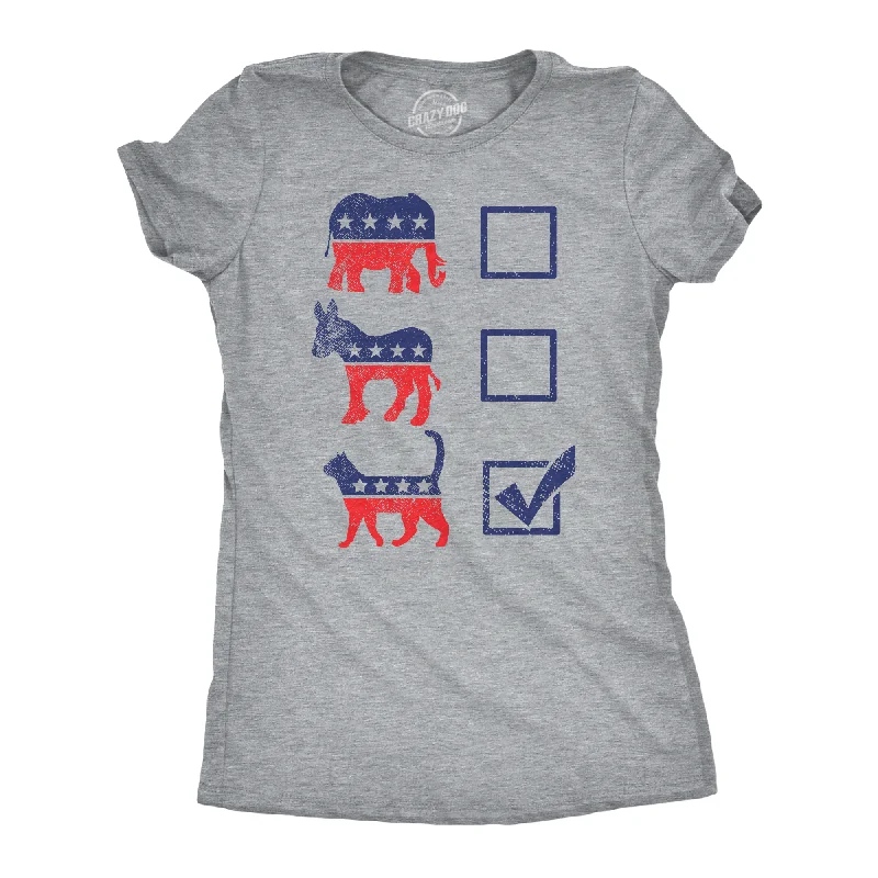 Luxury cocktail dresses with pearls-Womens Funny T Shirts Voting Ballot Cat Sarcastic Political Kitten Graphic Tee For Ladies