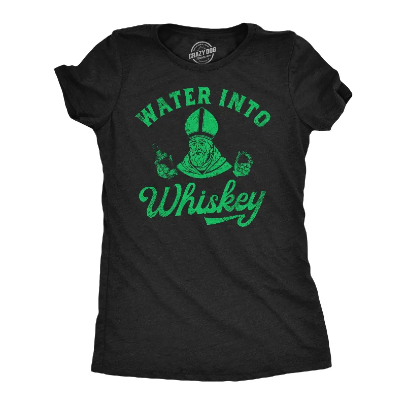 Designer blazers for office wear-Womens Funny T Shirts Water Into Whiskey St Patricks Day Drinking Tee For Ladies