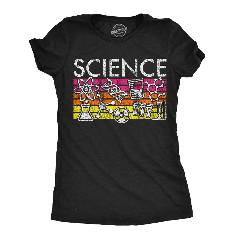 Elegant silk dresses for women-Womens Science Stripes Funny T Shirts Awesome Scientific Graphic Tee For Ladies