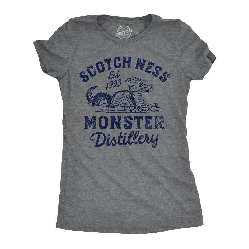 Trendy cargo skirts for women-Womens Scotch Ness Monster Distillery Funny T Shirt Drinking Graphic Tee For Ladies