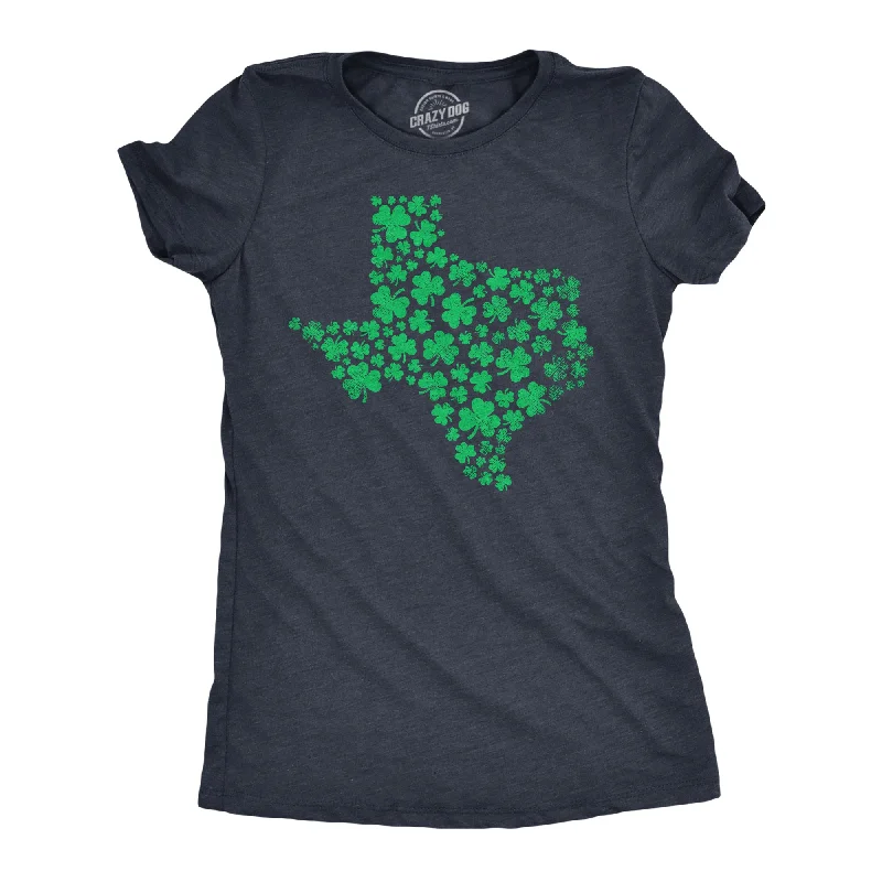 Cute floral skirts for spring-Womens Texas State Clover T Shirt Funny St Pattys Day Parade Four Leaf Shamrock Tee For Ladies