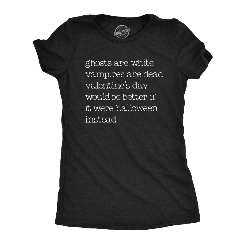 Soft cotton dresses for spring-Womens Valentines Day Halloween Poem T Shirt Funny Valentine Spooky Season Lovers Joke Tee For Ladies