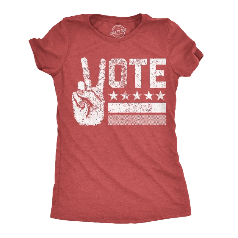 Stylish cardigans for fall-Womens Vote Peace Hand Funny T Shirt Election Graphic Tee For Ladies