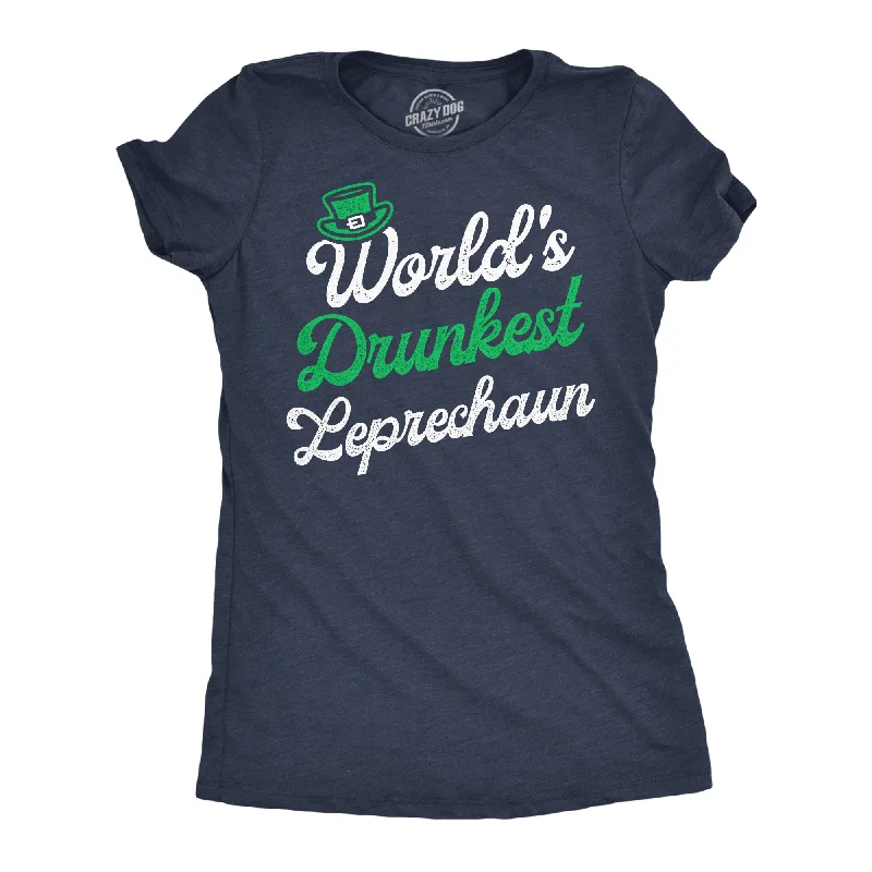 Designer knit tops for winter-Womens Worlds Drunkest Leprechaun Funny T Shirts St Patricks Day Drinking Tee