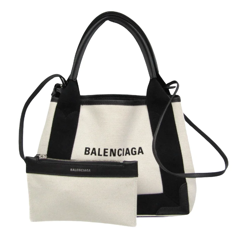 Trendy round handbags for women-Balenciaga Navy Cabas  Leather Tote Bag (Pre-Owned)