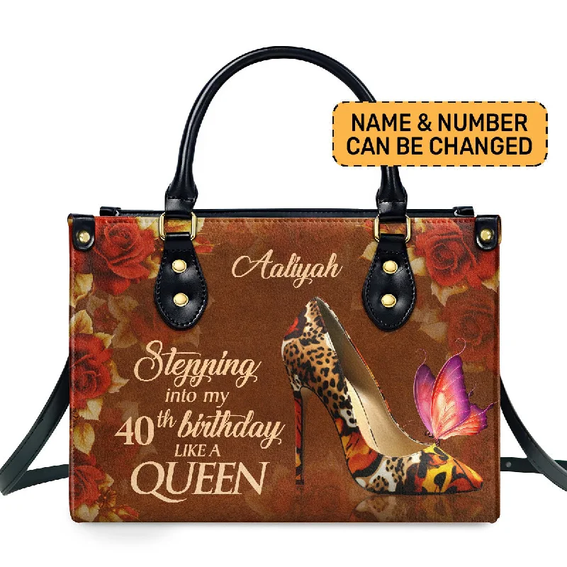 Affordable quilted handbags for women-Birthday Queen - Personalized Purple Leather Handbag STB67