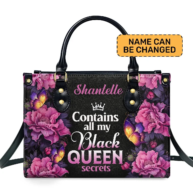 Designer leather handbags for women-Black Queen Secrets  - Personalized Leather Hand Bag STB77